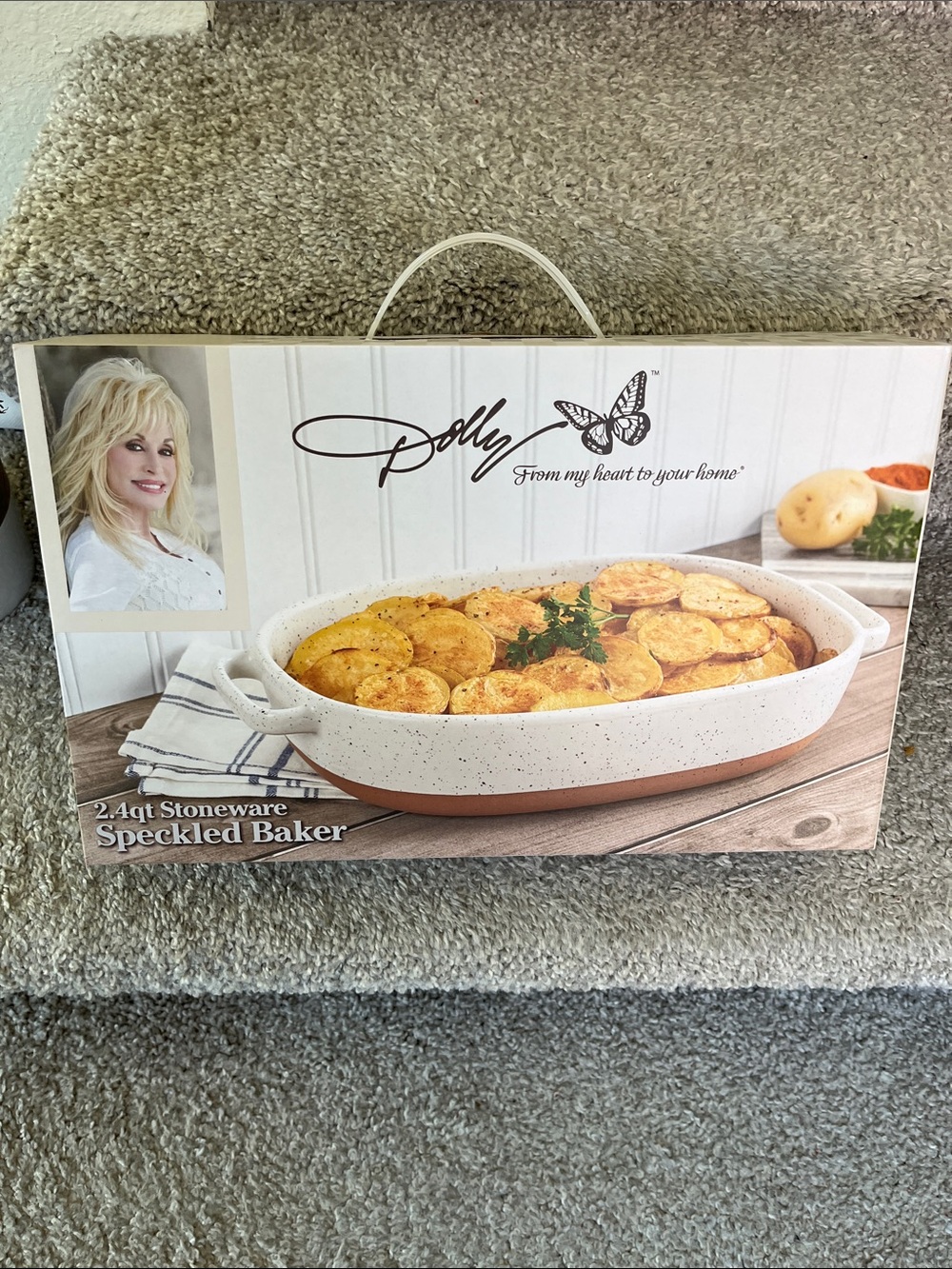 Dolly Parton Dollcake White Speckled Stoneware Baker with Terracotta Base